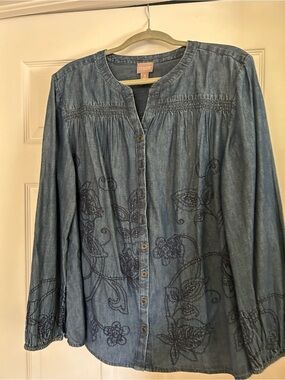 Chico's Indigo Denim Tunic Top - Blue, XL